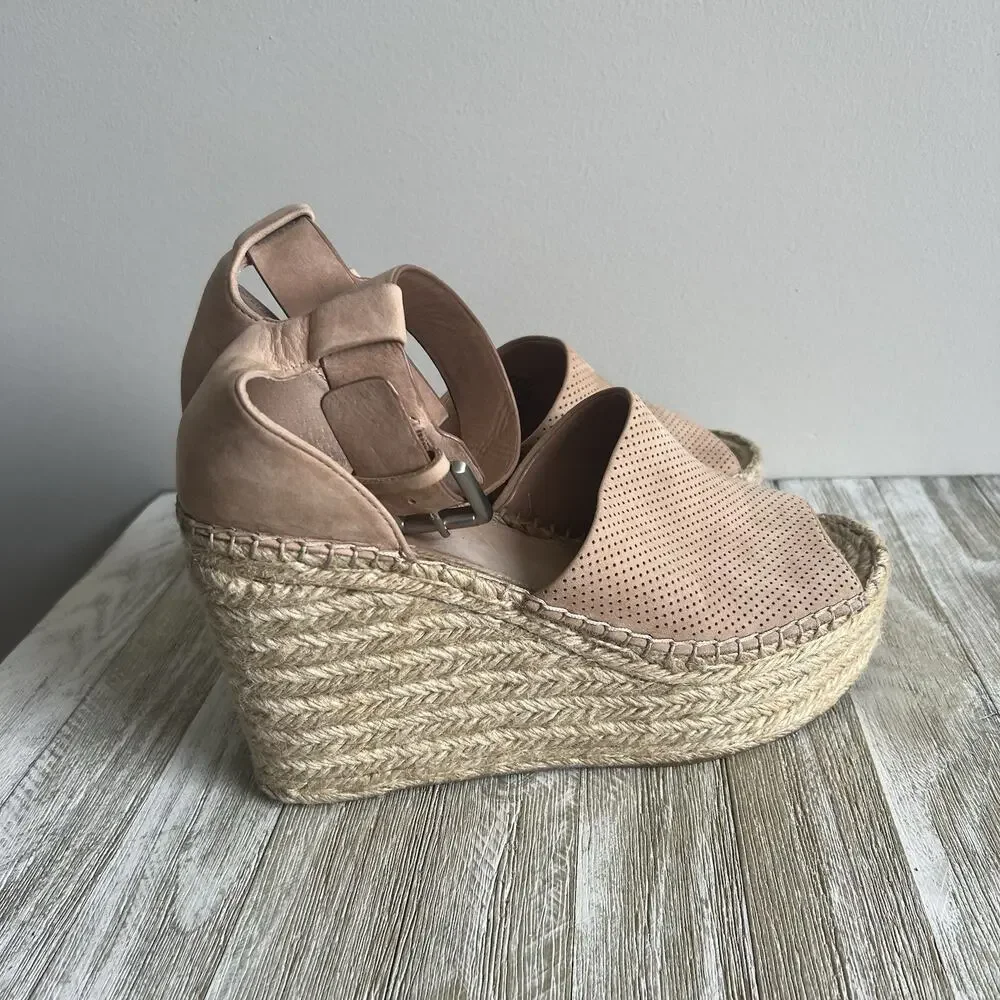 Marc Fisher LTD Alida Women's Espadrille Wedge Sandals Tan 9.5